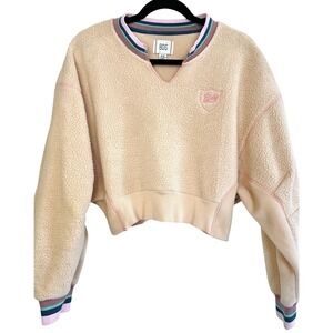 BDG Urban Outfitters Women's M Crop Sherpa Fleece Varsity Streetwear Gorpcore